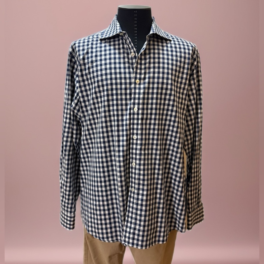 Todd Snyder Navy and White Checkered Shirt